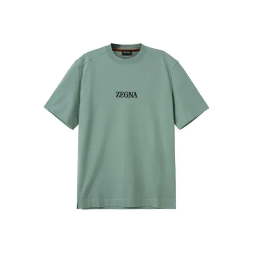 Zegna SS24 T Рубашка Мужская Горох Зеленый