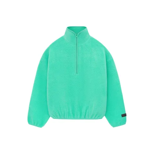 Fear of God Essentials SS24 Polar Fleece Halfzip Mockneck Sweatshirt Men's Mint Leaf Mint Leaf