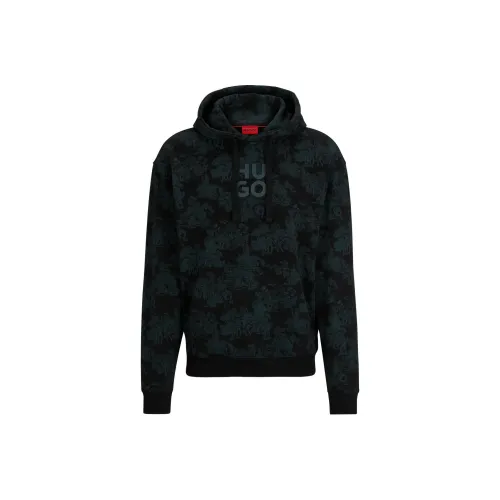 Hugo Boss Cotton Terry Толстовка с логотипом And Artwork Толстовка Мужская Черная