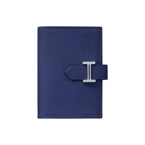 HERMES Bearn Epsom Телячья кожа Держатель для карт Стандартный Женский 73 BLEU Saphir Сапфир Синий