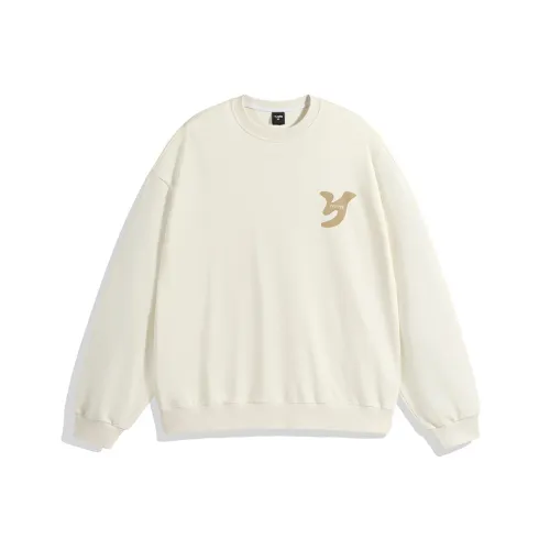 Yvette Круглый вырез Свободный крой Стандартный Свитшот Унисекс Экрю