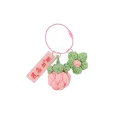 [Без забот с ягодами] Розовый клубничный + Маленький цветок + Кольцо для ключей