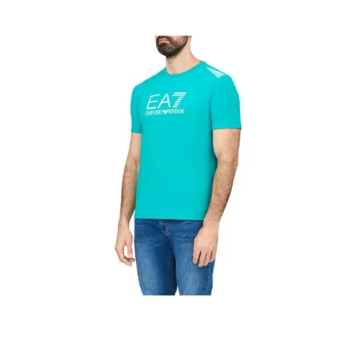 EMPORIO ARMANI EA7 T Рубашка Мужская Бирюзовая