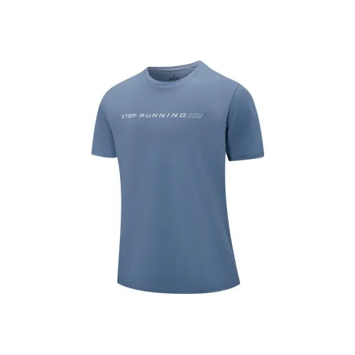 XTEP Бег T-Shirt Мужская Осенняя Баклажаново-Синий