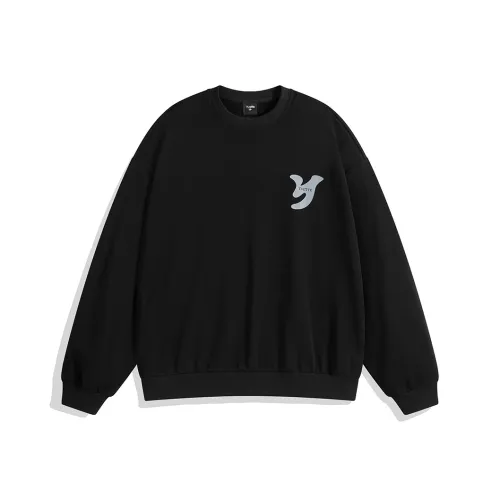 Yvette Круглый вырез Свободный крой Стандартный Свитшот Унисекс Черный