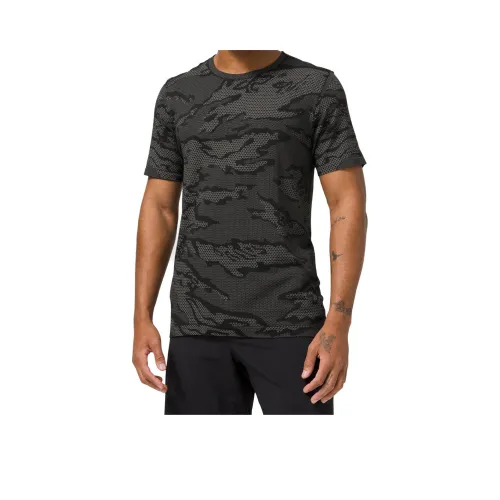 lululemon Металл Vent Breathe T Рубашка Мужская Камуфляж Серебряная капля Черный