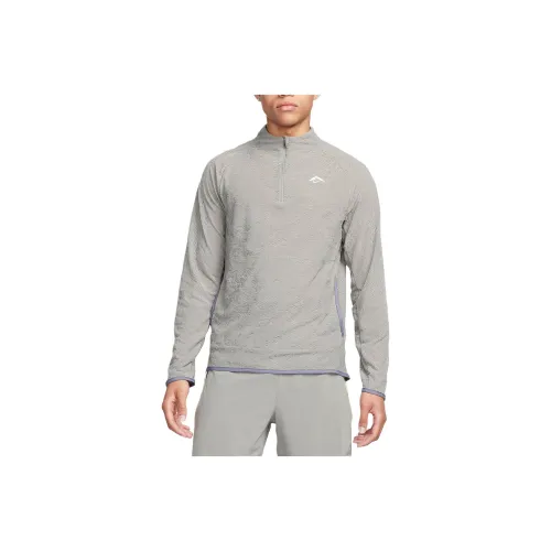 nike Dri FIT 1 2 ZIP Бег Топ Толстовка Мужской Серый