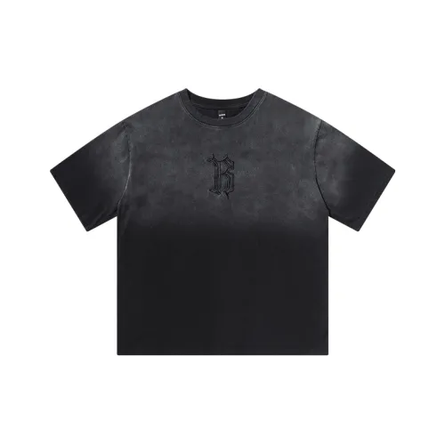 LUANBU T-рубашка мужская моющаяся черный градиент [двойная сторона вышивка]