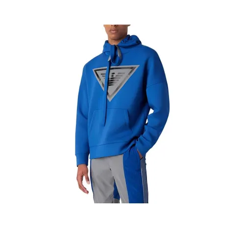 EMPORIO ARMANI SS23 Электрическое свечение Синий Мужской Свитшот