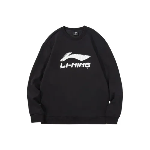 LiNing Sweatshirt Men's Black Standard White LiNing Свитшот Мужской Черный Стандартный Белый