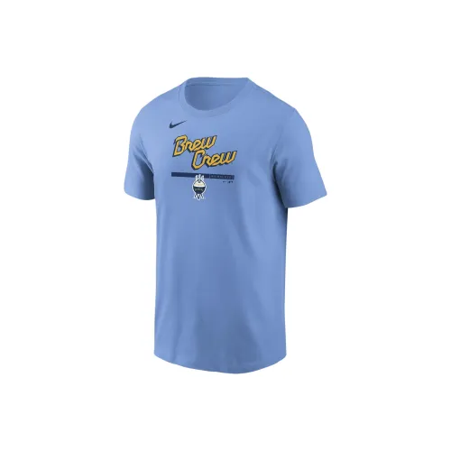 nike T-Shirt Milwaukee Brewers Мужской Светло-Синий