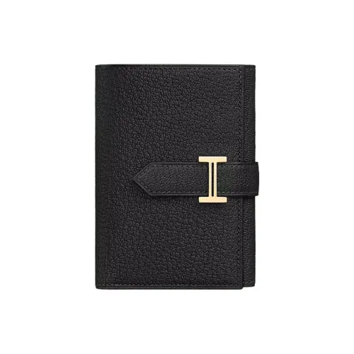 HERMES Bearn Mysore Шевро Кошелек Женские 89 Черный