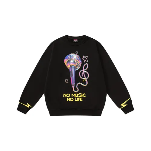 3 OING x Sexy Music Круглый вырез Свободный крой Толстовка Унисекс Черный