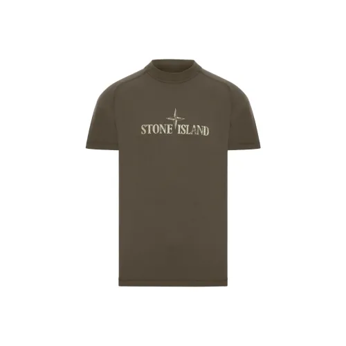 STONE ISLAND Коричневый Мужской T-Рубашки
