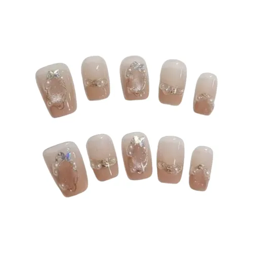 Gentle Welcome Magic Mirror Фея с Fairy Charm False Nail Короткий LADDER Розовый Tелесный Coquette