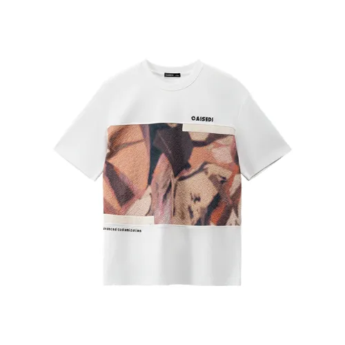 CAISEDI Белая Мужская T-Рубашка