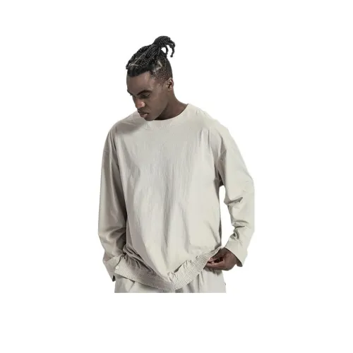 NORVINCY Стиль Мори Однотонный Повседневный Свитшот без капюшона Мужской