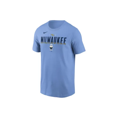 nike T-Shirt Milwaukee Brewers Мужской Светло-Синий