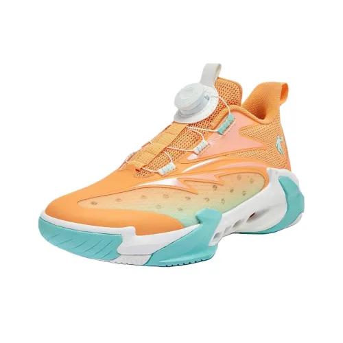 QIAODAN Slip-resistant Abrasion-resistant MID Топ Детские Баскетбольные кроссовки Lively Orange Lake Blue