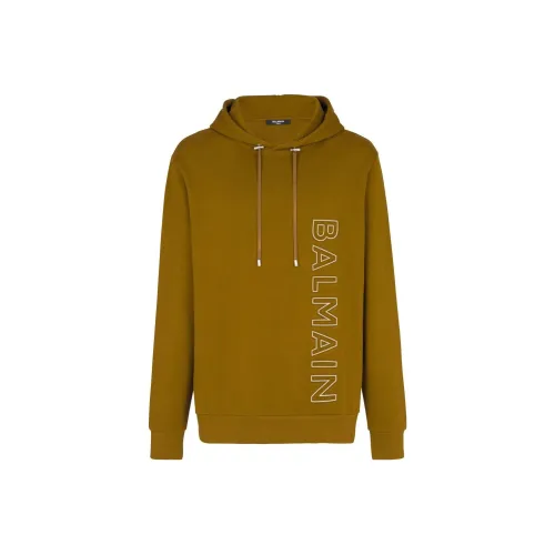 BALMAIN Мужские Свитшоты Оливкового цвета