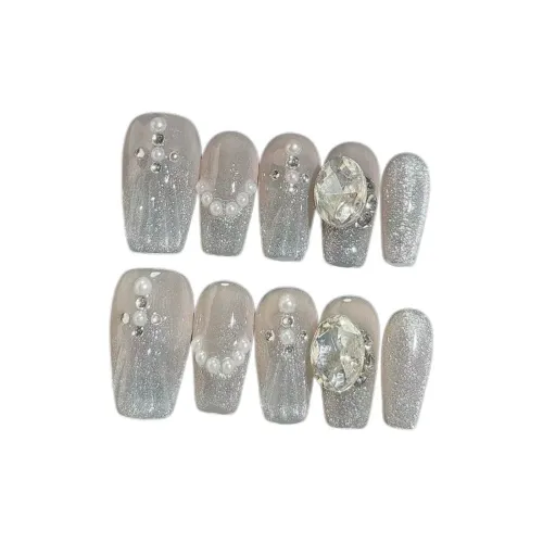 XIBI Ручная работа Искусственные Ногти для Наращивания и Украшения Ногтей Средний ЛАДДЕР Телесный Смужка Сияние