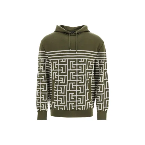 BALMAIN Мужские Свитшоты Оливково-зеленого цвета