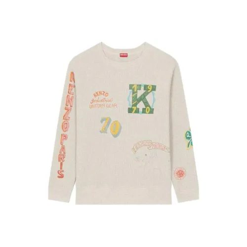 KENZO Drawn VARSITY' OVERSIZED Толстовка Мужская Светло-Серый