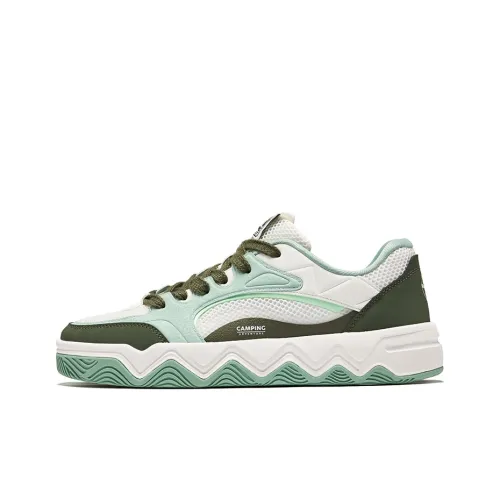 Erke Slip-Resistant Abrasion-Resistant Low-Top Skateboard Shoes Men's Microcrystalline White Silver Pine Green Эрке Противоскользящие Устойчивые к Износу Низкие Кроссовки для Скейтбординга Мужские Микрокристаллический Белый Серебряный Сосновый Зеленый