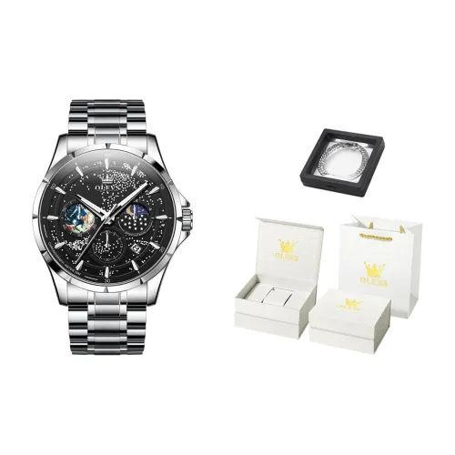 OLEVS Кварцевый механизм ремешок из полиуретана часы для мужчин черный циферблат