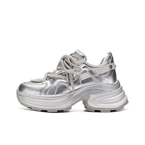 HR Slip-resistant Low Top Footwear с толстой подошвой Женские Серебряные