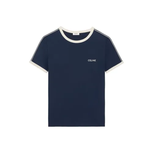 CELINE SS25 T Рубашка Мужская Морской Синий