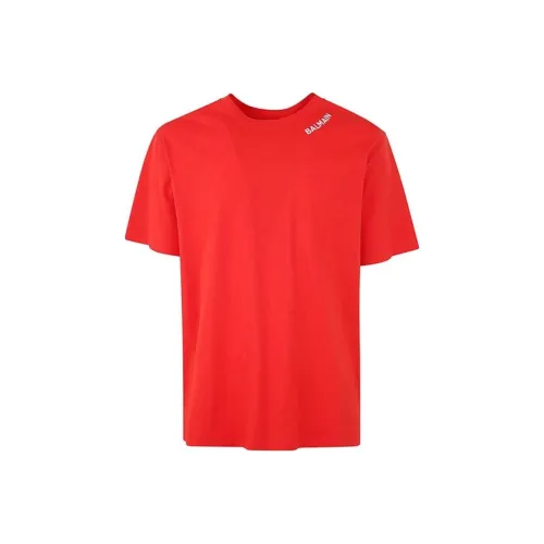 BALMAIN Red Men's T-Shirts BALMAIN Красные Мужские Футболки