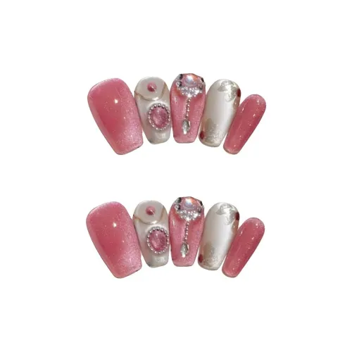 XIBI Розовый Кошачий глаз Дворцовый стиль Премиум Handcrafted False Nail Для Лучших Продаж Длинный и Короткий Дизайны