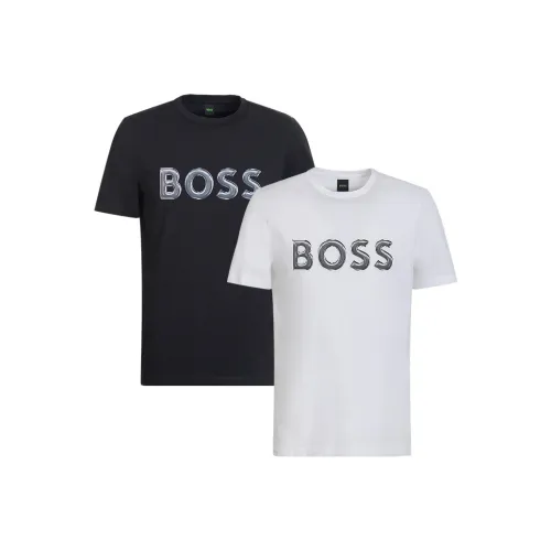 Hugo Boss 2 пачки Белый+Черный Мужские T-рубашки
