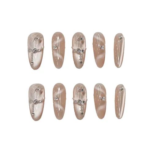 XIBI Бабочка Элегантность Длинный Текстура Осветляющий False Nail Овал Телесный Смудж Кокетка