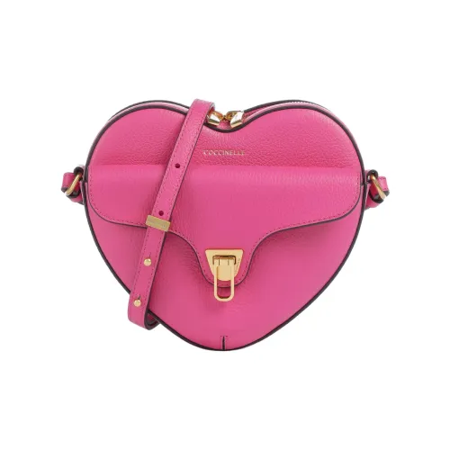 COCCINELLE Beat Коровья кожа крупнозернистая текстура сумка на плечо в форме сердца стандартная женская цвет фуксия