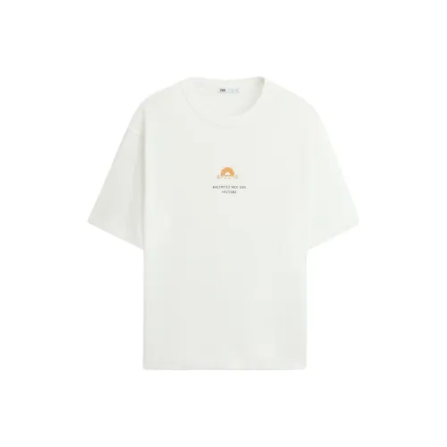 ZARA Морозный Белый Мужские T-Рубашки