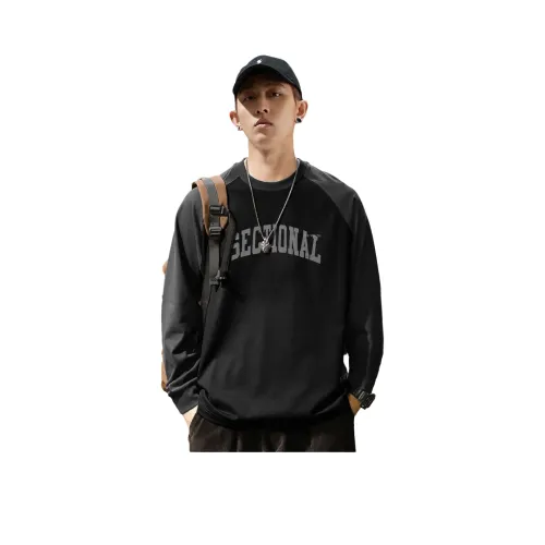 Tonlion Длинный рукав T-рубашка мужская черная