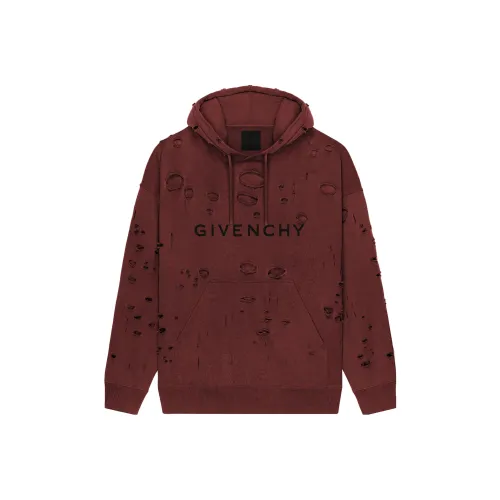 GIVENCHY FW23 Толстовка из разрушенного флиса мужская красная