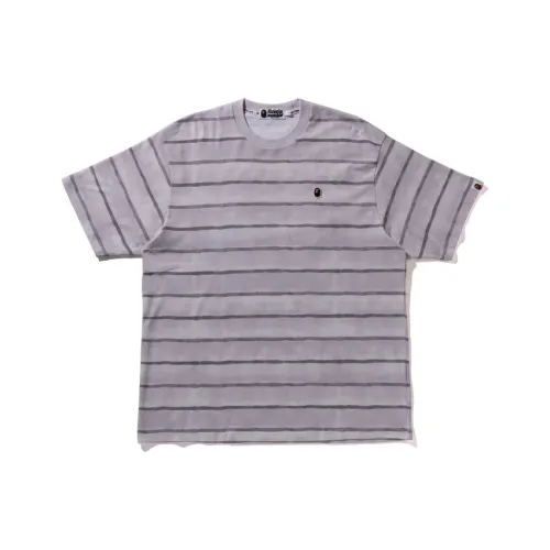 A BATHING APE Обезьяна Голова Вышивка Этикетка Волна Полосы Цветочный Короткий Рукав Т Рубашки Мужской