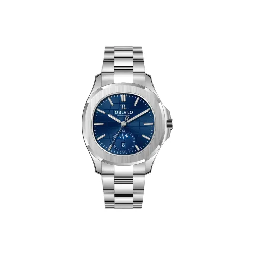 OBLVLO Автоматический механический механизм ремешок из нержавеющей стали мужские часы белый циферблат