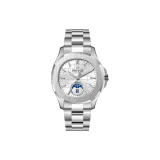 Серебряный корпус с белым циферблатом, серебряная полоска