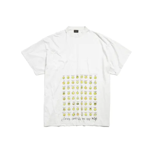 Balenciaga FW24 T-Shirt Loose Fit Unisex Gray White Баленсиага FW24 T-Рубашка Свободного кроя Унисекс Серый Белый