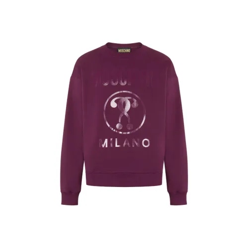 MOSCHINO Double Question Mark Organic Cotton Sweatshirt Men's Pink Red