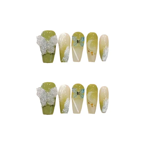 XIBI Лето Премиум Смешанный Освежающий Кристальный Лак для ногтей False Nail Трапециоид Зеленый Градиентный