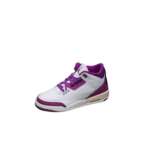 Jordan Air Джордан 3 Противоскользящая Устойчивая к износу Низкий Топ Обувь для малышей Белый фиолетовый Для младенцев и малышей