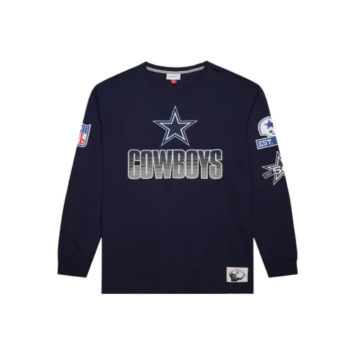 MITCHELL NESS x NFL Dallas Cowboys Винтажный логотип Allover T-рубашка Мужская Морской синий
