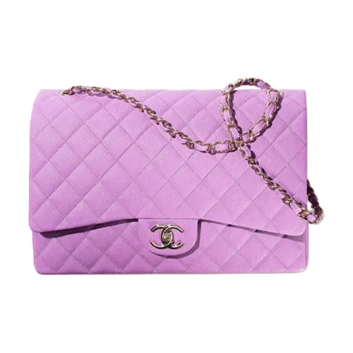 CHANEL Classic Flap CF22SS Весна и Лето Блестящий Телячья кожа Сумка через плечо Экстра-большая Женская Фиолетовая
