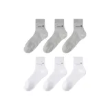 [6 пар] Светло-серый 3 + Белый *2
