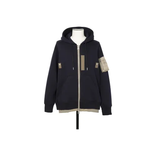 Sacai совместный бренд Морской синий Мужские Свитшоты
